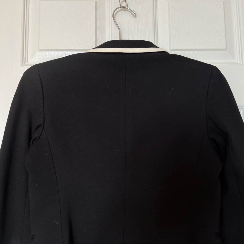 Talbots Black White Trim Luxe Knit Banded Single-Breasted Blazer Jacket - Sz 4 - Picture 6 of 11